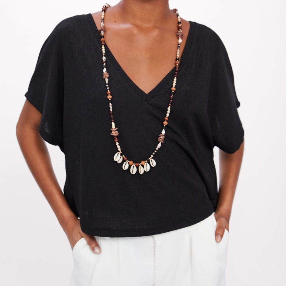 Zara Black Loose Fit Textured Top